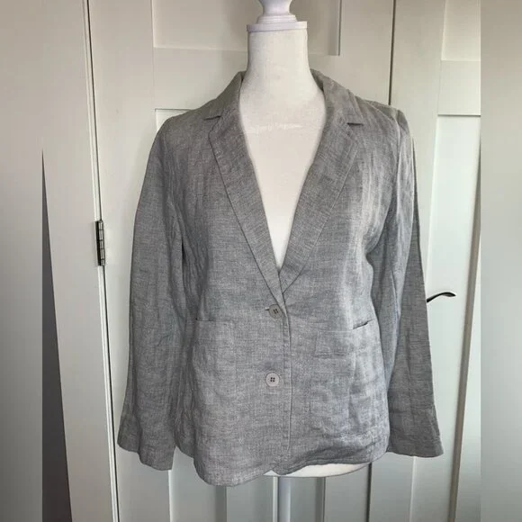 NWT Eileen fisher gray linen Blazer Size XS Petite - Picture 1 of 13